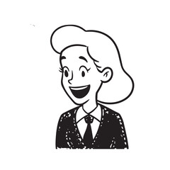 Beautiful Woman in Formal Dress Black and White Illustration Vector Art Design
