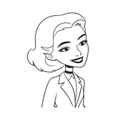 Beautiful Woman in Formal Dress Black and White Illustration Vector Art Design
