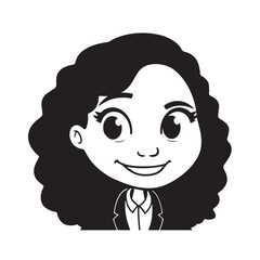 Beautiful Woman in Formal Dress Black and White Illustration Vector Art Design
