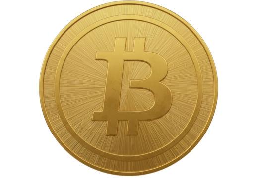 Isolated Gold Bitcoin Coin Depicting Digital Currency, a New Form of Technology and Payments