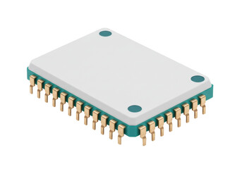 Isolated computer chip with contacts used in electronics and embedded devices design