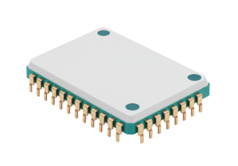 Isolated computer chip with contacts used in electronics and embedded devices design