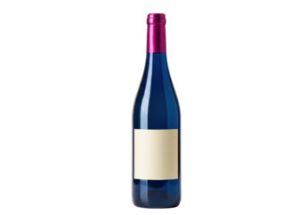 Isolated bottle of red wine with a pink seal, ready for design work or advertisement
