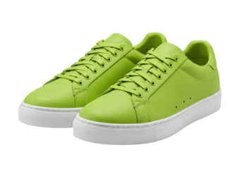Isolated green leather trainers footwear trendy fashion sports shoes casual sneakers item