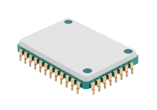 Isolated computer chip with contacts used in electronics and embedded devices design
