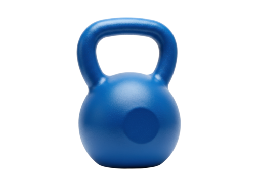 Isolated blue kettlebell weights equipment for sports training and exercising lifestyle