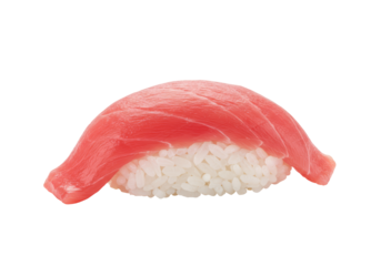 Isolated nigirizushi, tuna over rice, a Japanese culinary tradition in a single delectable portion