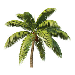 Palm Tree Isolated on Transparent Background for Tropical Landscape and Vacation Design Element