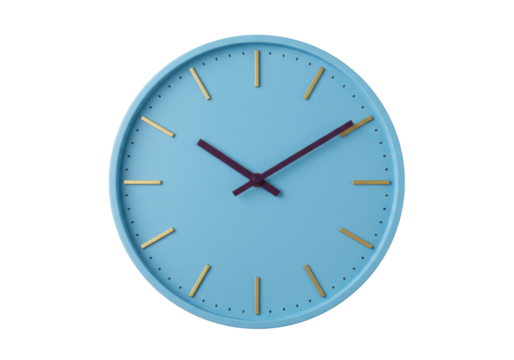 Isolated clock with minimalist design for use in creative compositions or infographics