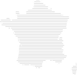 France vector map with line fill (Web Mercator projection, PPT-compatible & fully editable)