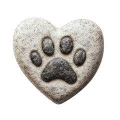 Stone heart with paw print symbolizing pet love and care