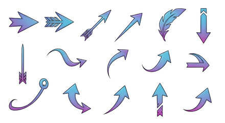 Isolated artistic gradient arrows for infographics and presentations in vector format
