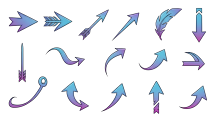 Isolated artistic gradient arrows for infographics and presentations in vector format
