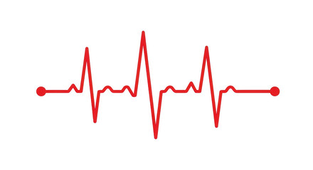 Isolated Red Heartbeat Line Graph for Cardiac Rhythm Monitoring and Medical Diagnosis Tests