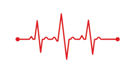 Isolated Red Heartbeat Line Graph for Cardiac Rhythm Monitoring and Medical Diagnosis Tests