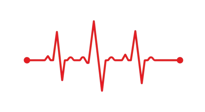 Isolated Red Heartbeat Line Graph for Cardiac Rhythm Monitoring and Medical Diagnosis Tests