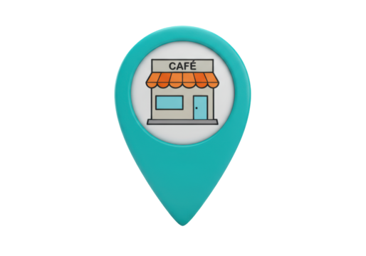 Isolated Café Icon inside Location Marker, a Store Locator Symbol for Website and Map