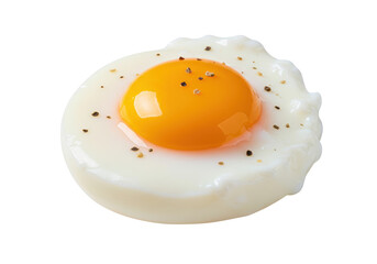Isolated over easy egg with seasonings, breakfast food, tasty protein rich meal, healthy diet