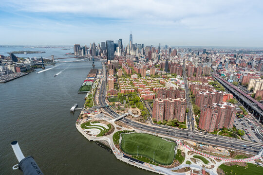 Aerial view of New York city lower manhattan
