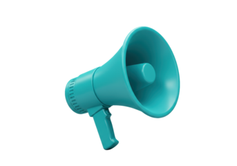 Isolated Turquoise Megaphone for Announcements, Public Address System and Loud Communication