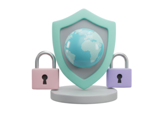 Isolated global data privacy and security design against digital threats with padlock keyhole