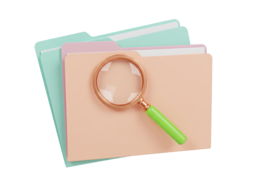 Isolated Folder with Magnifying Glass for Search and Analysis, Organizing Files