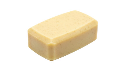 Isolated beige bar of soap for personal hygiene, daily shower or bath on plain surface