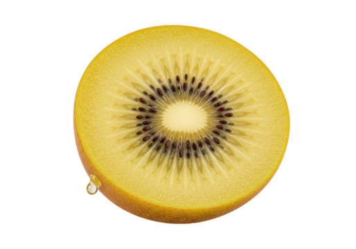 Isolated cross-section of golden kiwi fruit a juicy refreshing treat for breakfast or dessert
