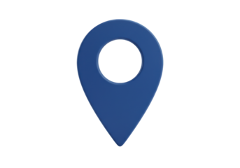 Isolated location pin points to a map and navigation marker for travel and mapping