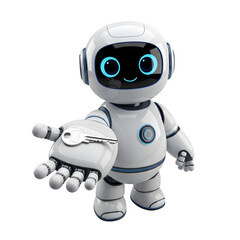 Cute Robot Presenting with Open Hands - AI Introduction, Digital Service, Information Sharing, Welcome