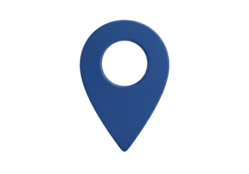 Isolated location pin points to a map and navigation marker for travel and mapping