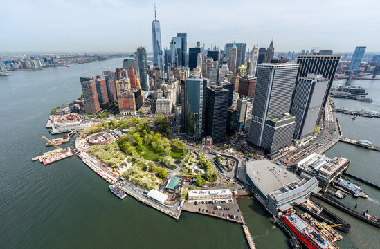 Aerial view of New York city lower manhattan

