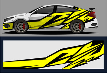 Car decal wrap design vector. Graphic abstract stripe racing background kit designs for vehicle, race car, rally, adventure and liveryAS22.eps