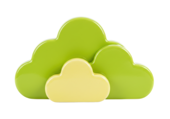 Isolated Three glossy clouds icons in green and yellow colors for network concept vector