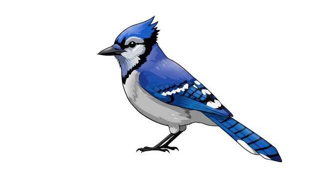 Colorful blue jay vector illustration on a white background.