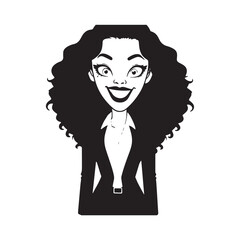 Beautiful Woman in Formal Dress Black and White Illustration Vector Art Design
