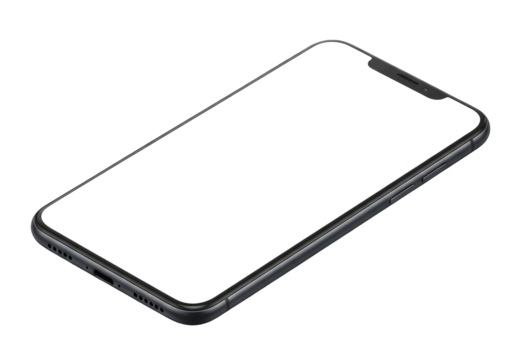 Modern smartphone device mockup with blank screen for custom content display isolated on transparent background