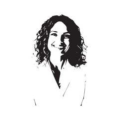 Beautiful Woman in Formal Dress Black and White Illustration Vector Art Design
