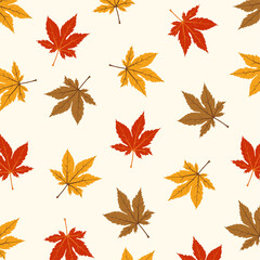 Seamless pattern autumn maple leaves. Perfect for wallpaper, gift paper, textile, greeting cards.