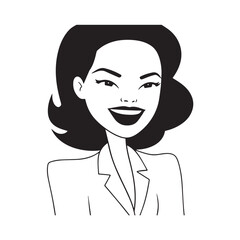 Beautiful Woman in Formal Dress Black and White Illustration Vector Art Design
