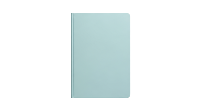 Isolated light-blue-covered book, diary, notebook or organizer with rounded corners
