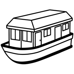Houseboat Outline Vector