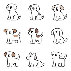 White Puppy Dog Illustrations with Transparent Background, Playful Cartoon Design Elements