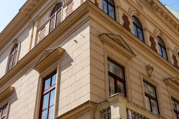 facade of an old building with windows