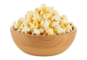 Isolated bowl of freshly popped, buttery popcorn, salty snack food treat for movies, events