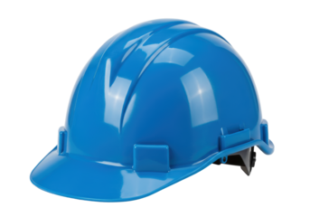 Isolated blue hard hat for industrial safety; construction work equipment head protection