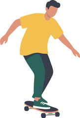 Simple Flat Style Person Riding a Skateboard Sport Lifestyle Illustration