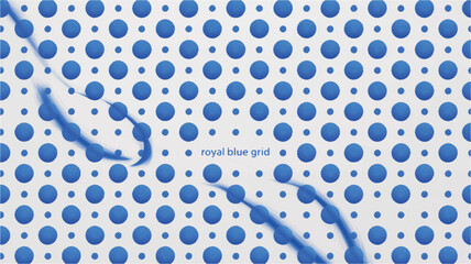 Blue Polka Dot Grid With Abstract Blue Swirls And Text background pattern