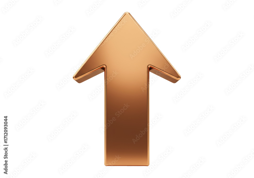 Fototapete isolated shiny golden arrow pointing upward for web design element or navigation sign