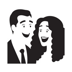 Beautiful Woman in Formal Dress Black and White Illustration Vector Art Design